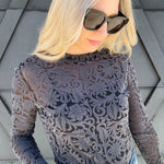 Tooled Mesh Top In Dark Gray - Infinity Raine