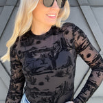 Western Mesh Top In Black - Infinity Raine