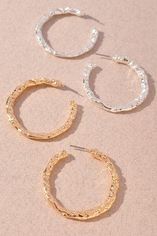 Hammered Metal Open Circle Earrings In Gold - Infinity Raine