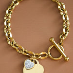 MIA ACCESSORIES Jewelry - Bracelets Heart Charm Chunky Chain Bracelet In Gold 16217078