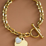 MIA ACCESSORIES Jewelry - Bracelets Heart Charm Chunky Chain Bracelet In Gold 16217078