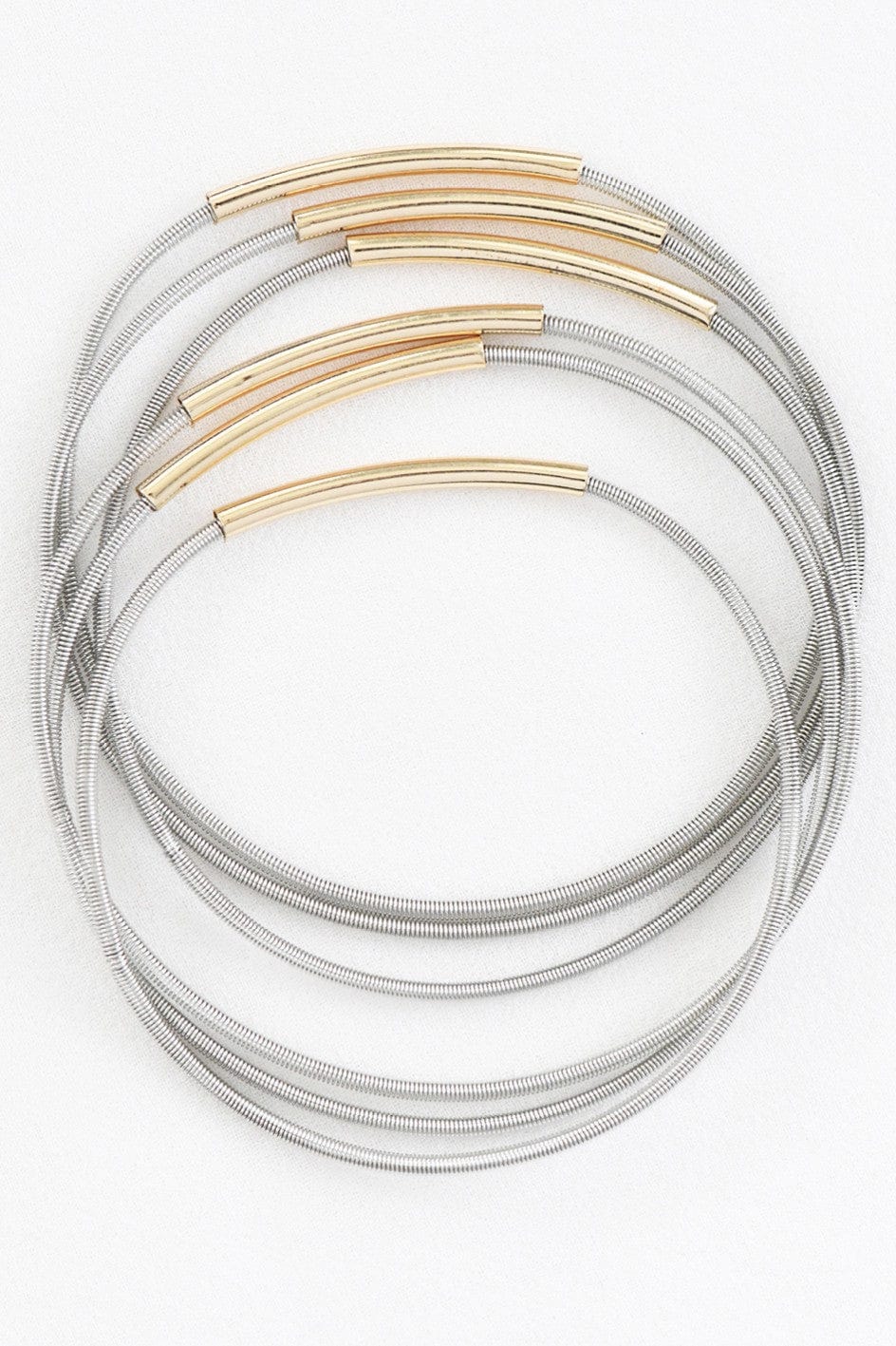 Stretchy Layered Guitar String Bracelet Set In Silver - Infinity Raine