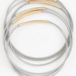 Stretchy Layered Guitar String Bracelet Set In Silver - Infinity Raine