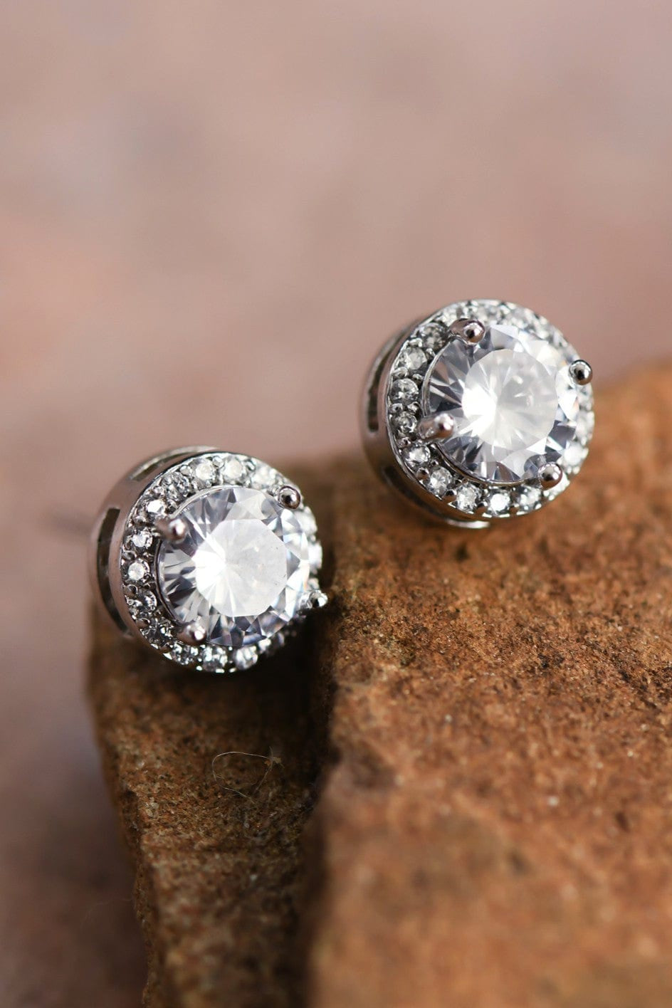 Round Crystal Clear Studs In Silver - Infinity Raine
