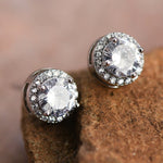 Round Crystal Clear Studs In Silver - Infinity Raine