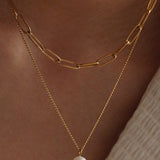 Layered Peal Drop Necklace In Gold - Infinity Raine