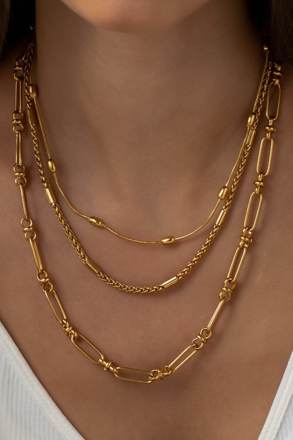 MIA ACCESSORIES Jewelry - Necklaces Triple Chain Layered Necklace In Gold 48996854