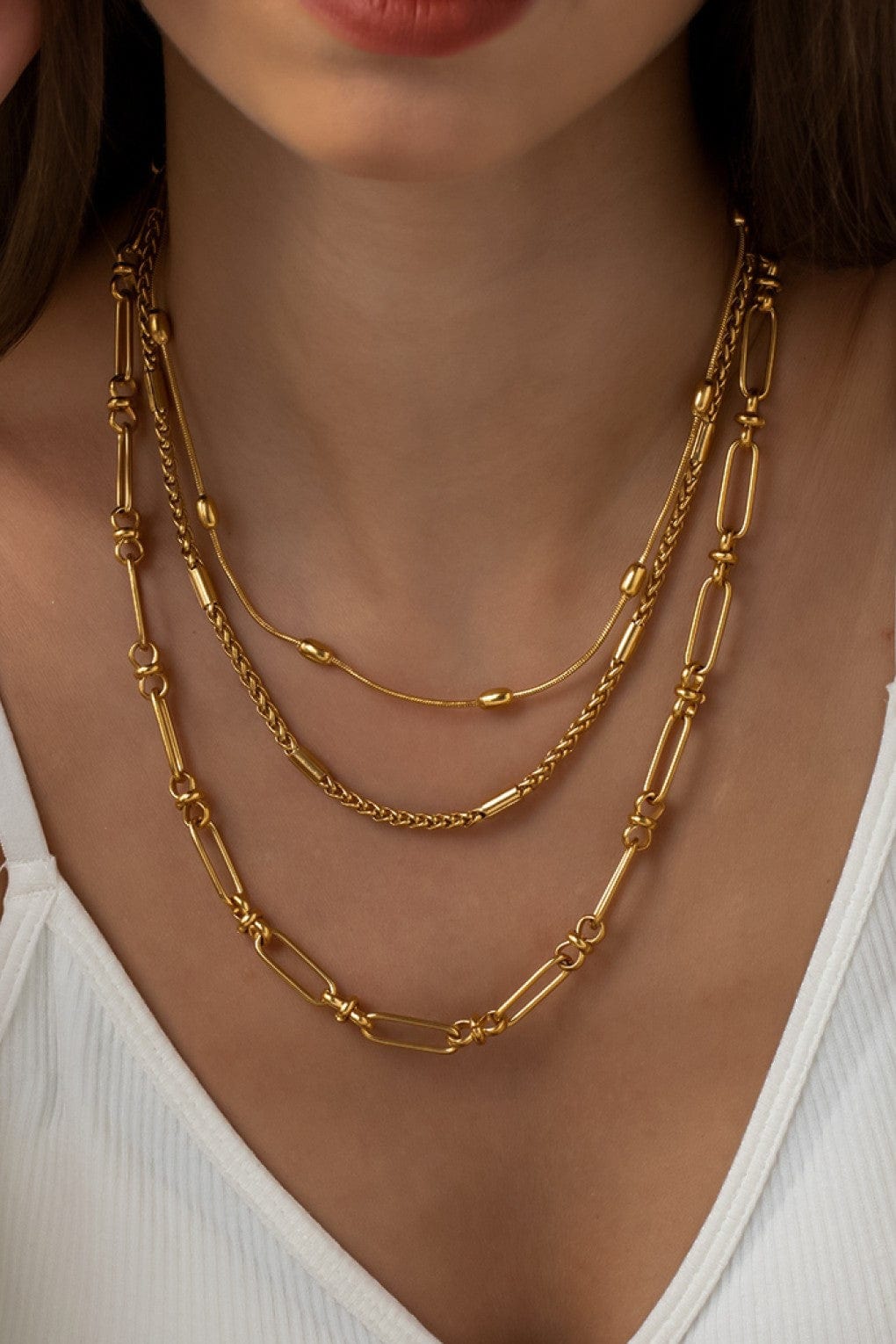 MIA ACCESSORIES Jewelry - Necklaces Triple Chain Layered Necklace In Gold 48996854