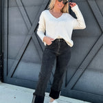 Cuffed Borrom Denim Pants In Black - Infinity Raine