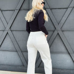 Miou Muse Bottoms - Pants Washed Cotton Pants In White