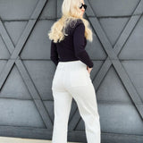 Miou Muse Bottoms - Pants Washed Cotton Pants In White