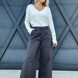 Miou Muse Bottoms - Pants Wide Leg Cotton Pants In Charcoal