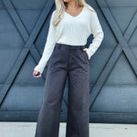 Miou Muse Bottoms - Pants Wide Leg Cotton Pants In Charcoal