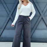 Miou Muse Bottoms - Pants Wide Leg Cotton Pants In Charcoal