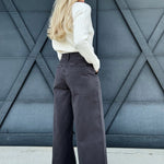 Miou Muse Bottoms - Pants Wide Leg Cotton Pants In Charcoal