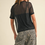 Short Sleeve Mesh Top In Black - Infinity Raine