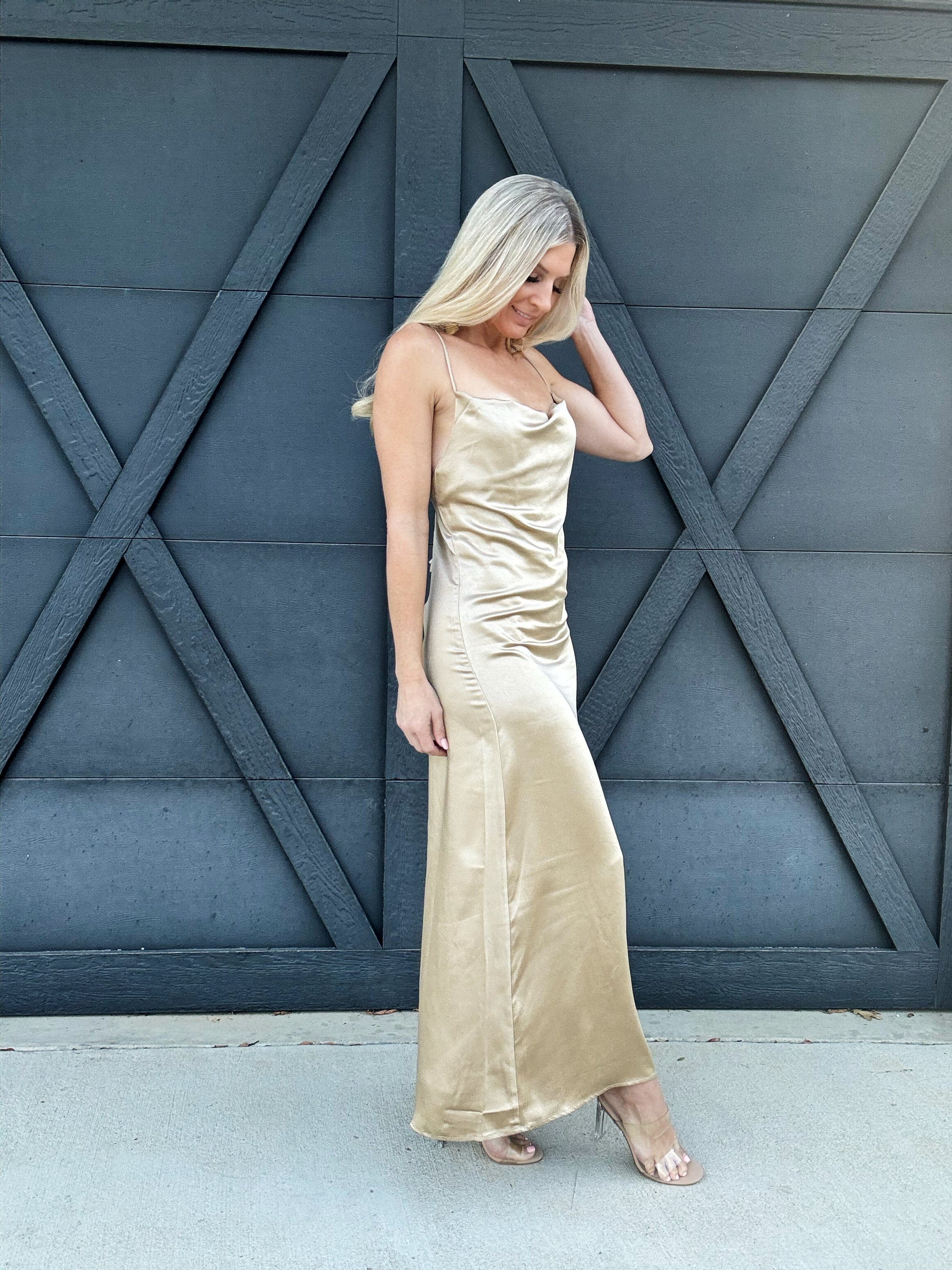 The Fiona Dress In Tan - Infinity Raine