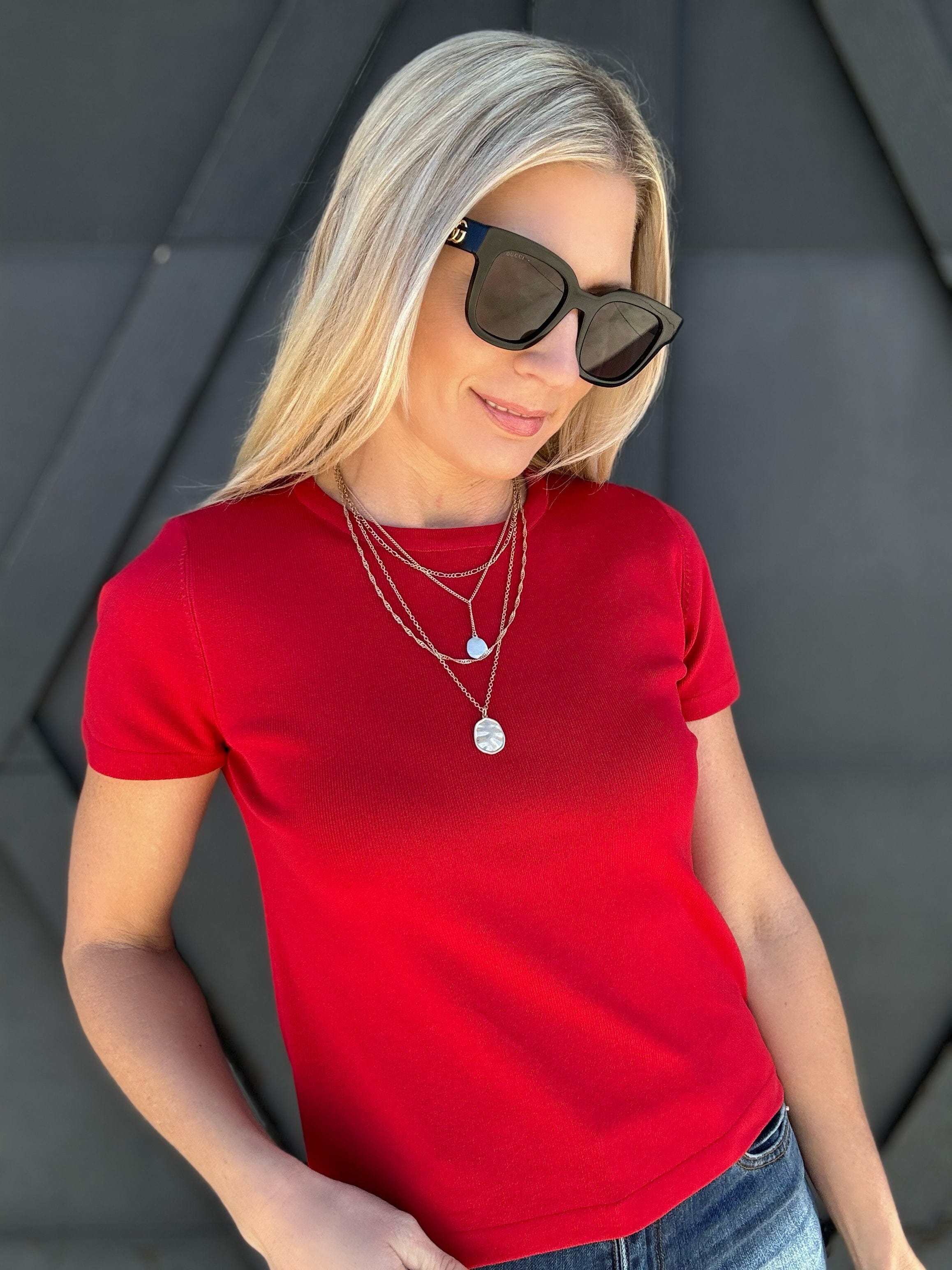 The Clem Sweater Shirt In Red - Infinity Raine