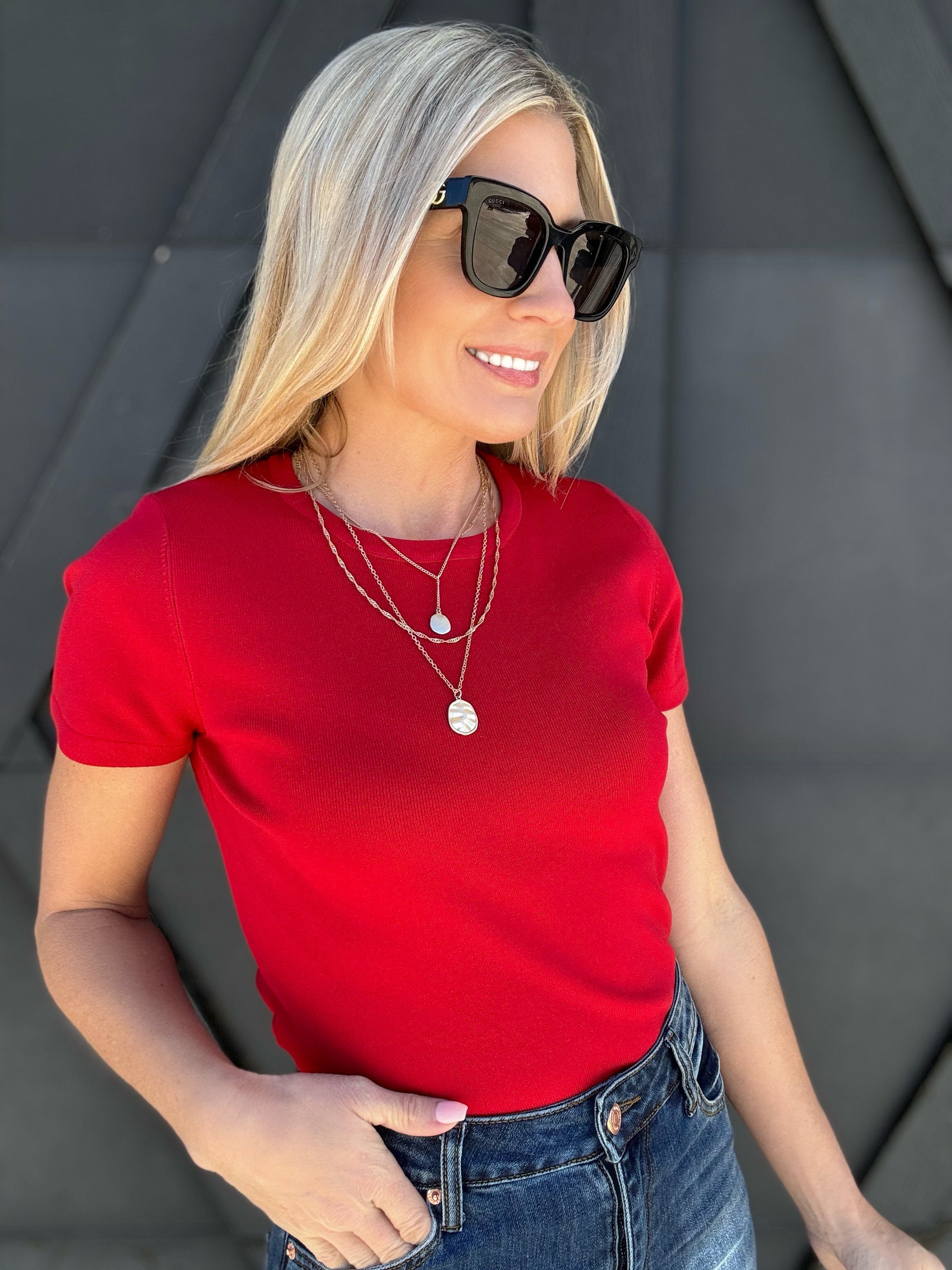 The Clem Sweater Shirt In Red - Infinity Raine