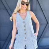 Mustard Seed Jumpsuits & Rompers Woven Button Up Romper In Denim