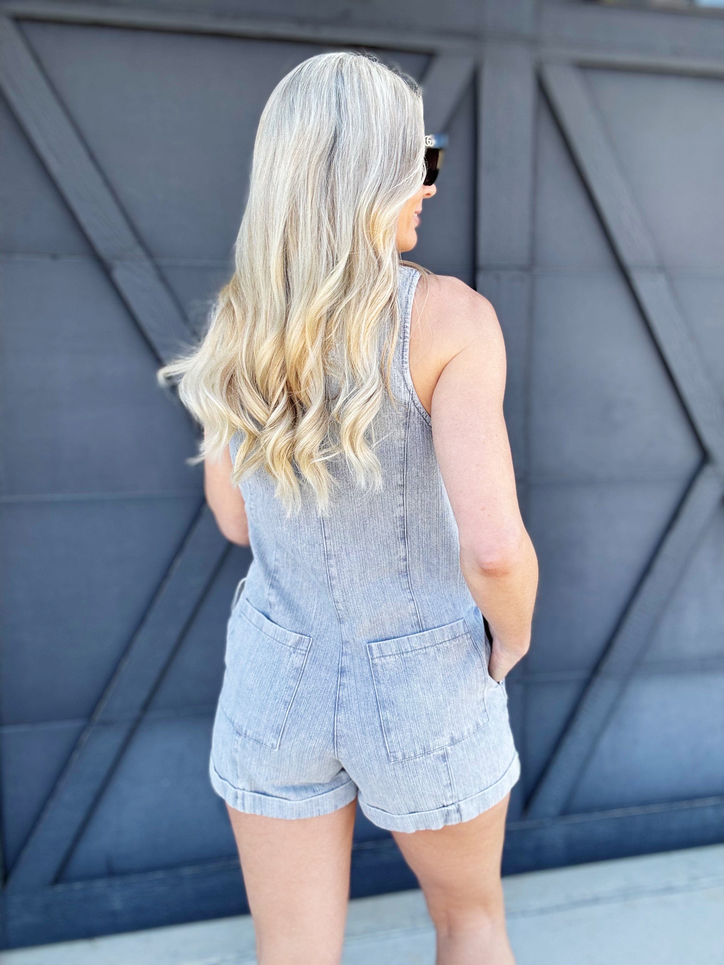 Mustard Seed Jumpsuits & Rompers Woven Button Up Romper In Denim