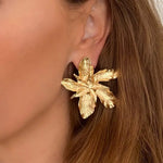 Pointed Petal Flower Statement Earrings In Gold - Infinity Raine