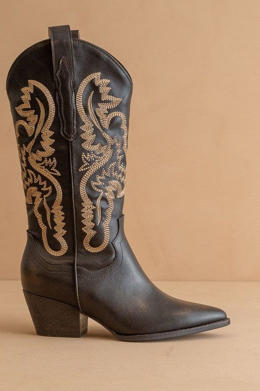 Amaya Classic Western Boots In Coffee - Infinity Raine