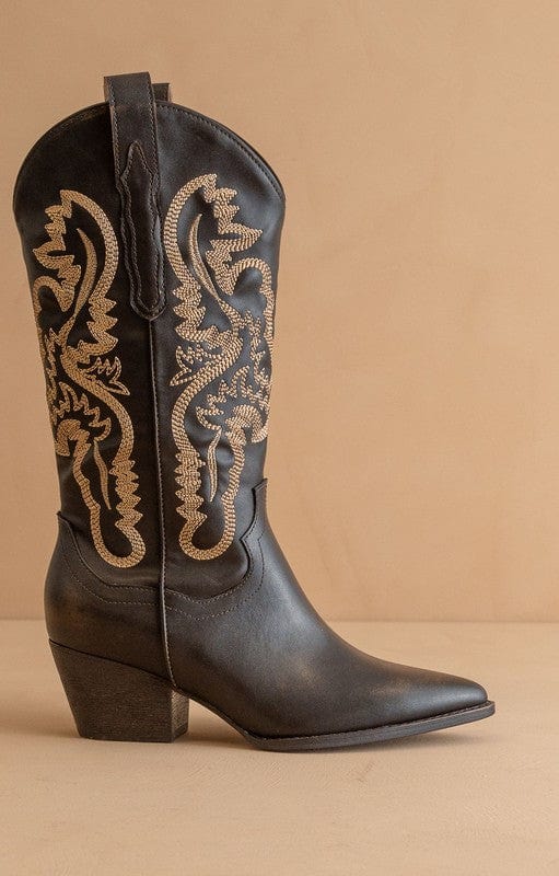 Amaya Classic Western Boots In Coffee - Infinity Raine