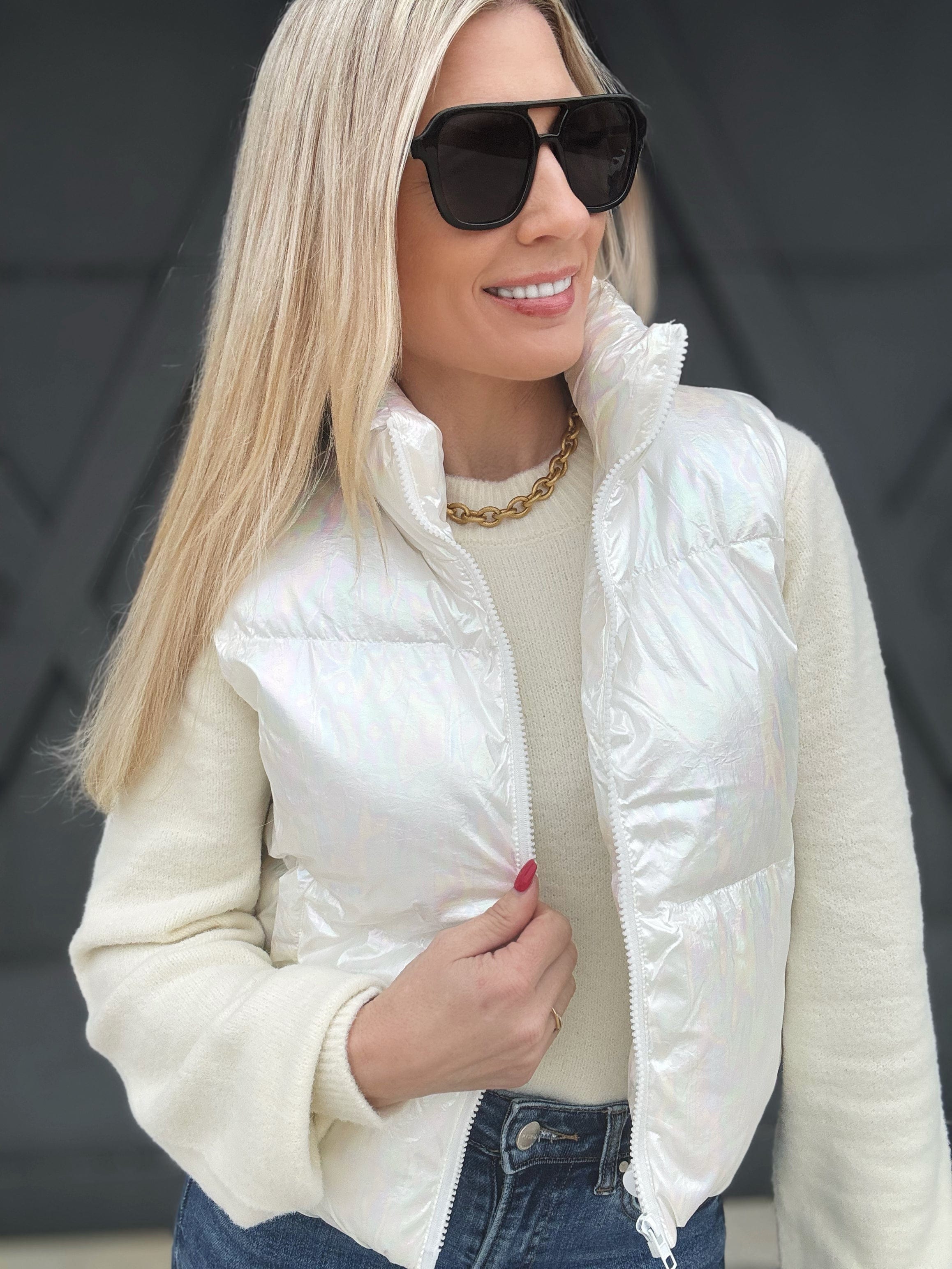 Sofia Iridescent Puffer Vest - Infinity Raine