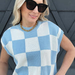 Checkered Sweater In Blue - Infinity Raine