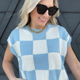 Checkered Sweater In Blue - Infinity Raine