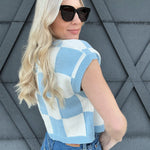 Checkered Sweater In Blue - Infinity Raine