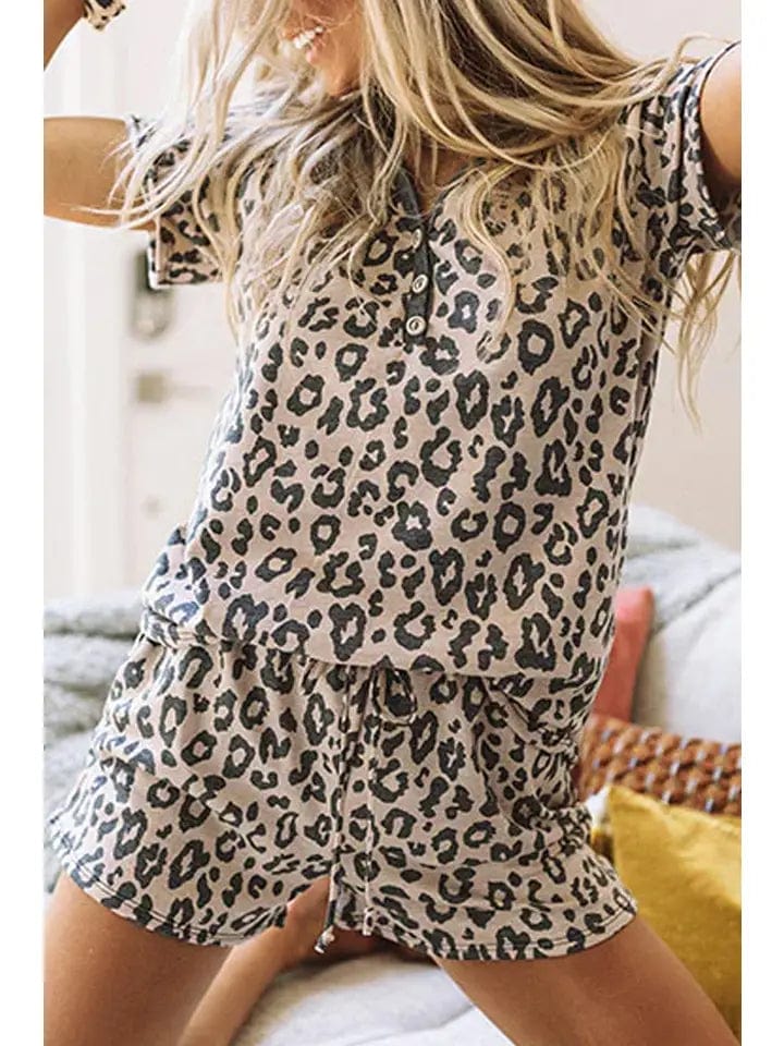 Pajama Short Set In Leopard - Infinity Raine