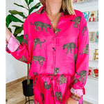 Silk Cheetah Pajama Short Set In Strawberry - Infinity Raine