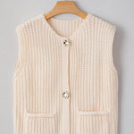 Chunky Knit Button Vest In Cream - Infinity Raine