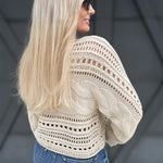 Cable Knit Crop Sweater In Oatmeal - Infinity Raine