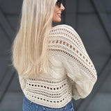 Cable Knit Crop Sweater In Oatmeal - Infinity Raine