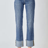 Risen Cuffed Relaxed Jeans In Dark - Infinity Raine