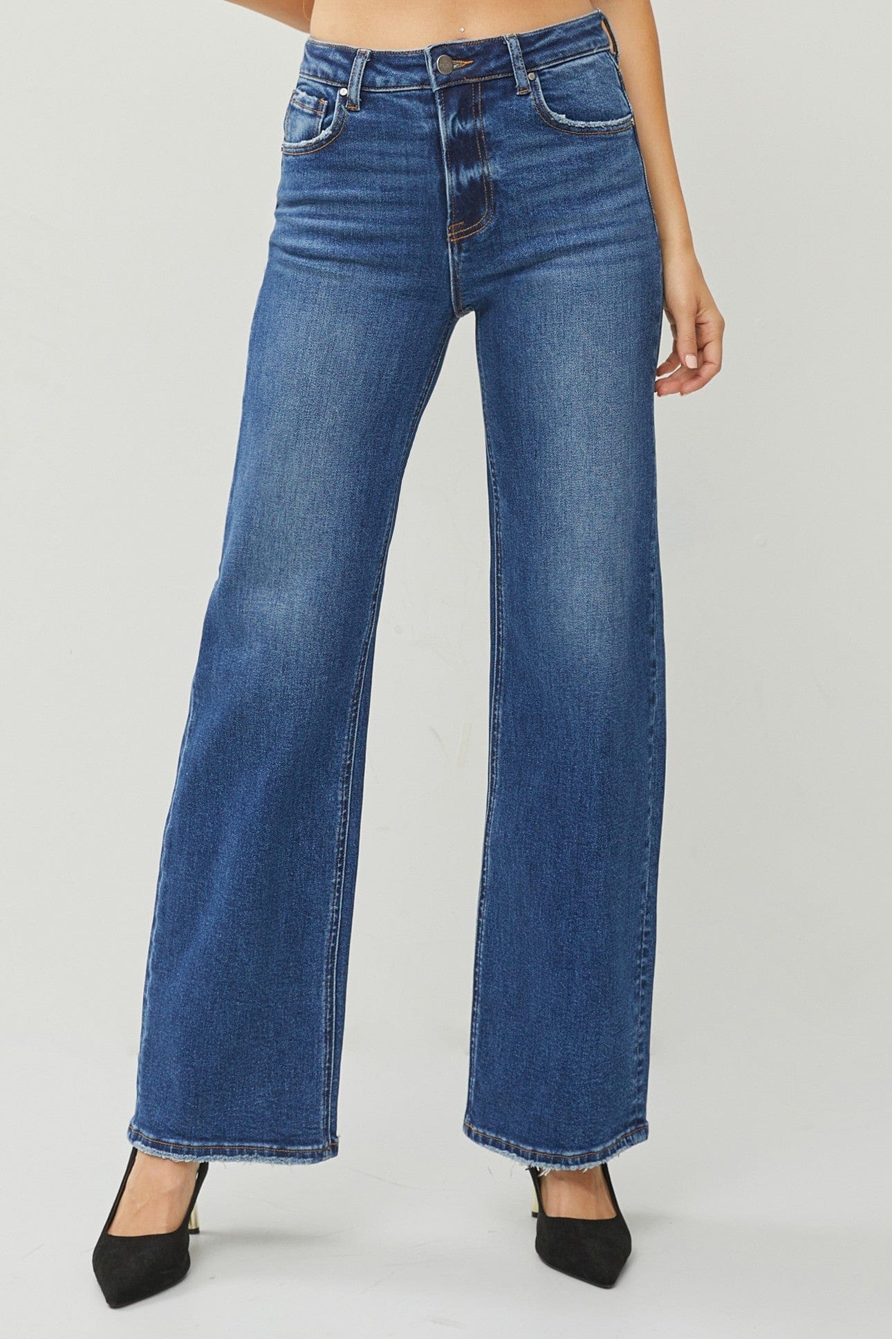 Risen High Rise Straight Jeans In Dark - Infinity Raine