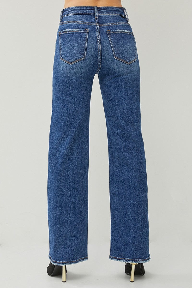 Risen High Rise Straight Jeans In Dark - Infinity Raine