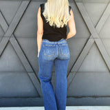 Risen High Rise Straight Jeans In Dark - Infinity Raine