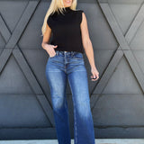 Risen High Rise Straight Jeans In Dark - Infinity Raine