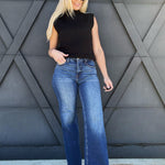 Risen High Rise Straight Jeans In Dark - Infinity Raine