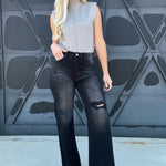 Risen High Rise Wide Leg Jean In Black - Infinity Raine