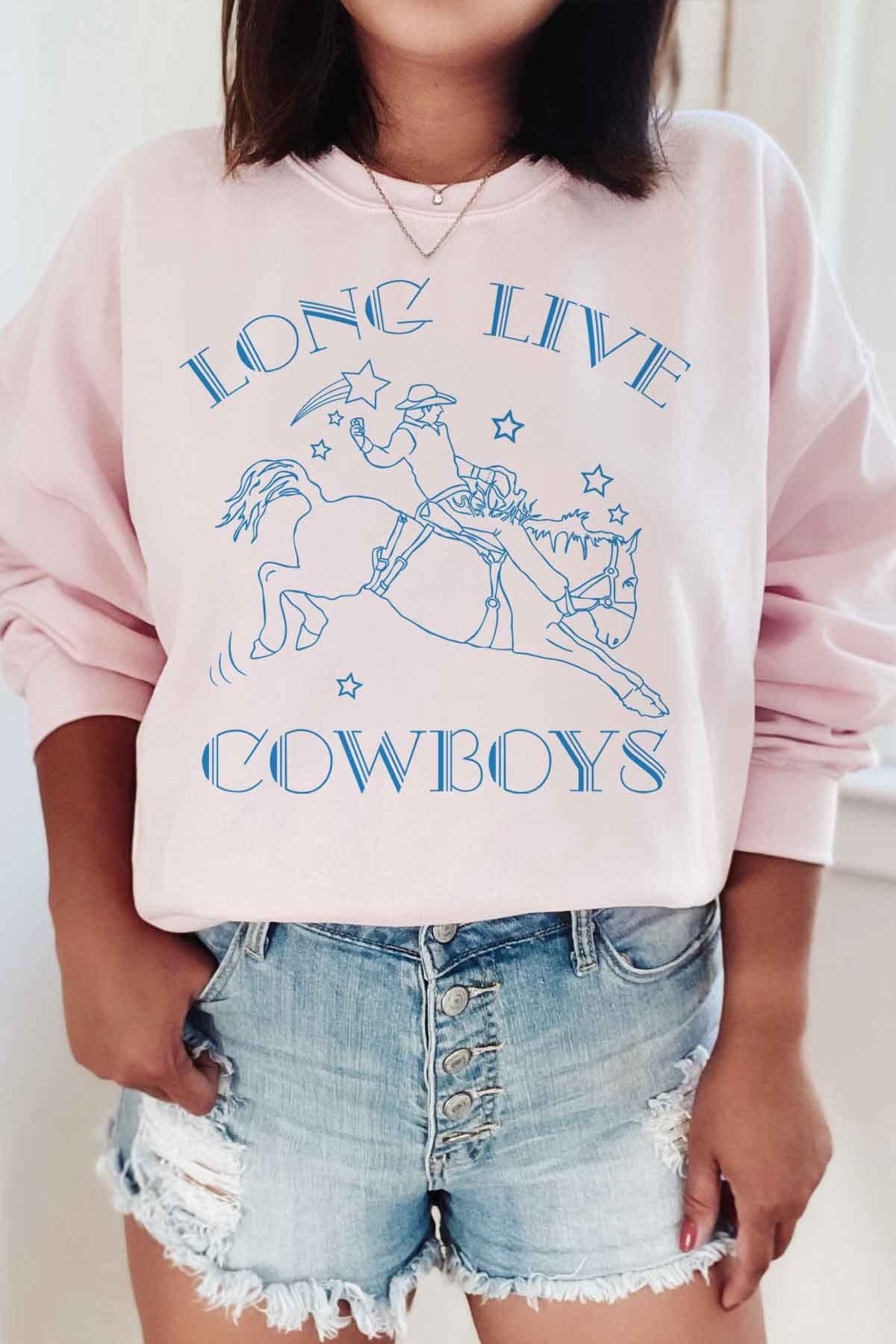 Long Live Cowboys Sweatshirt In Pink - Infinity Raine