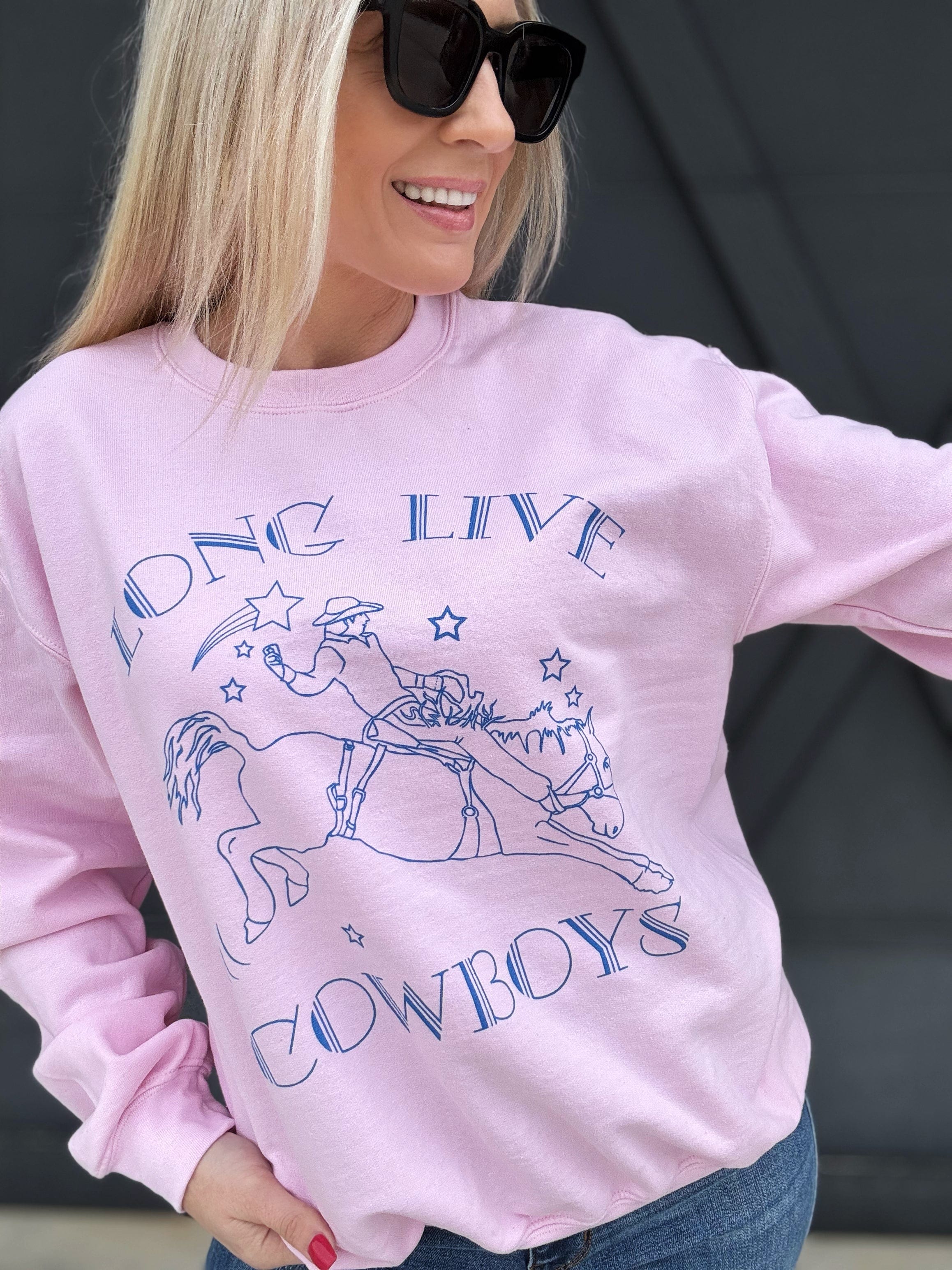 Long Live Cowboys Sweatshirt In Pink - Infinity Raine