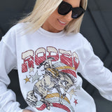 Western Rodeo Sweatshirt In White - Infinity Raine