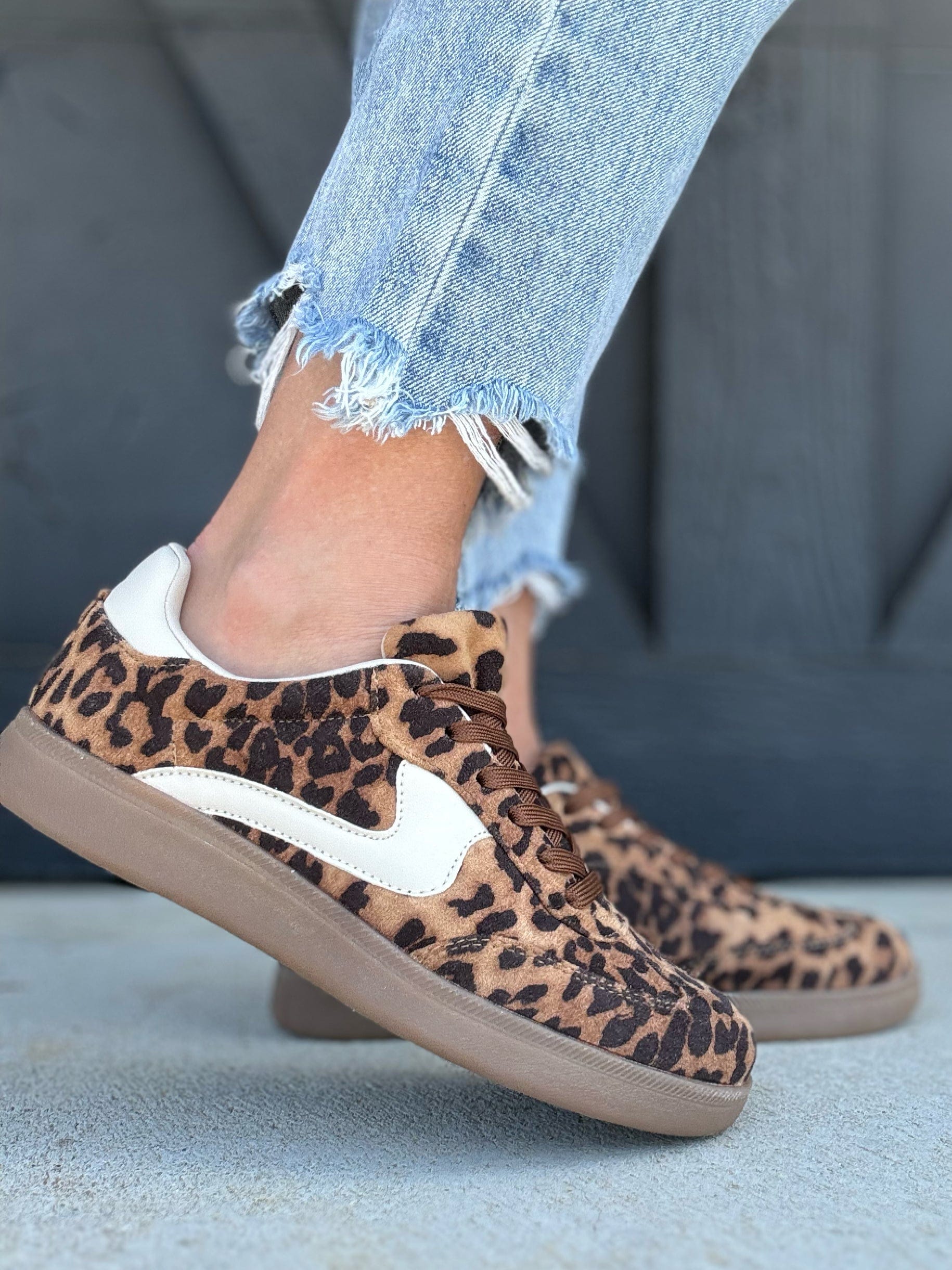 Shoe La La Shoes - Sneakers Leopard Print Gum Sole Sneakers