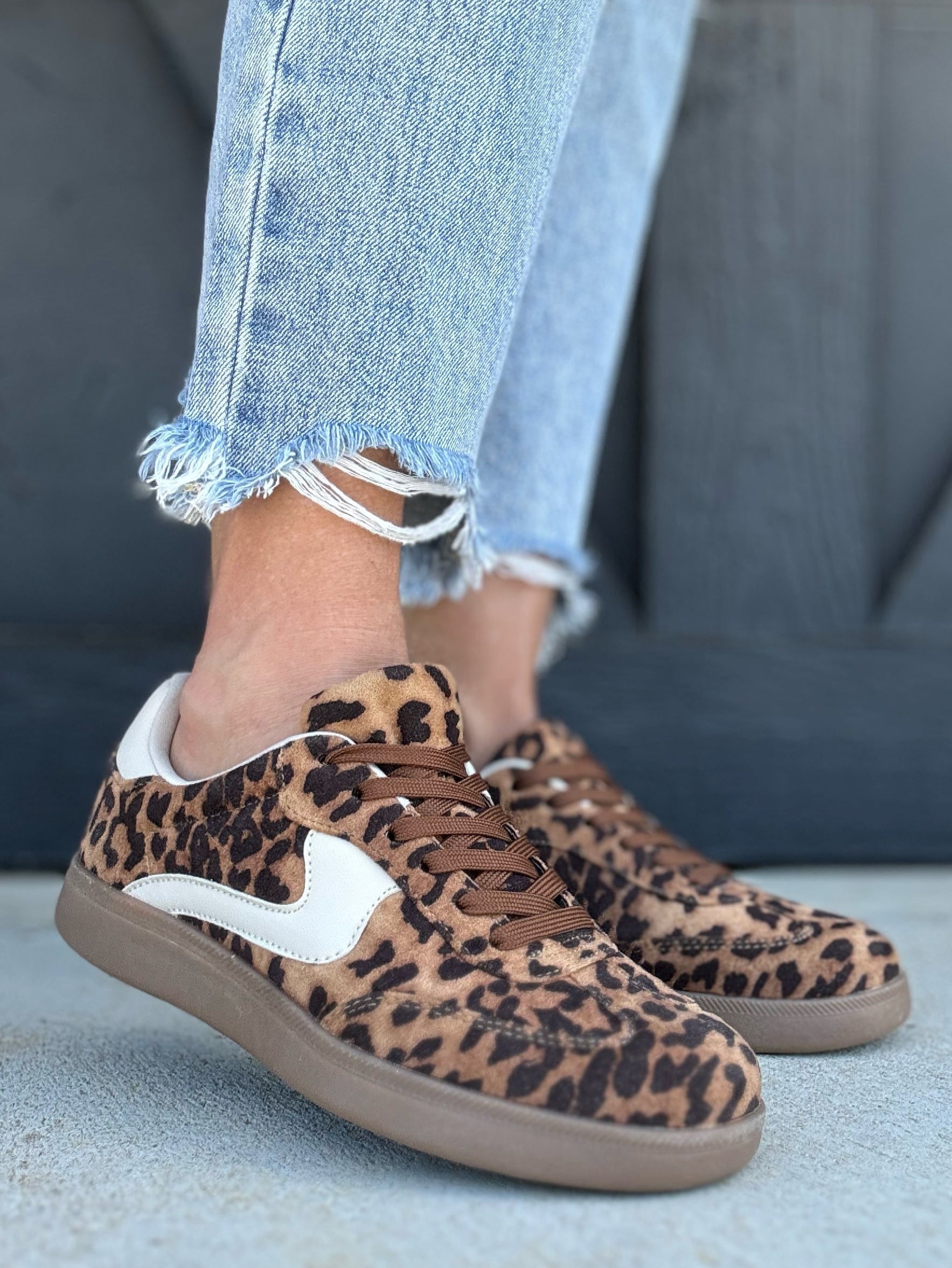 Shoe La La Shoes - Sneakers Leopard Print Gum Sole Sneakers