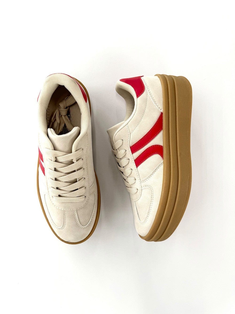 Platform Sneaker In Beige Red - Infinity Raine